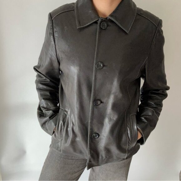 Vintage Anne Klein Genuine Black Leather Jacket - Picture 4 of 16